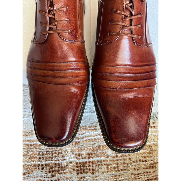 Stacy Adams Raynor Oxfords Lace Up Plain Toe Shoes Cognac 12 - Picture 6 of 9